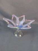 Art Glass Basket Vase and Pedestal Bowl