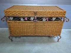 Wicker Trunk Chest with Ornate Metal Accents