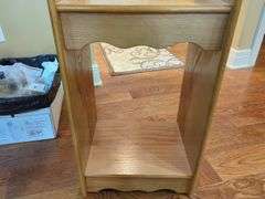 Wood Bedside Table with Shelf And Cutout, 32" x 15" x 12"