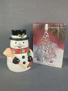 Godinger Christmas Tree Candleholder & Sterling Inc. Snowman Cookie Jar