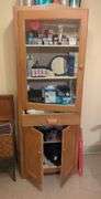 Freestanding Wood Storage Cabinet with Glass Door, Contents NOT Included, Friday Pick Up ONLY