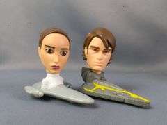 Star Wars Talking Yoda, Yoda Fortune Teller, Yoda Figure, Padme Amidala And Anakin Skywalker McDonald's Toys, And Star Wars Figures, Qty 3