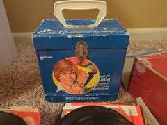 Collection of 45 RPM Records with Cases Including Elvis Presley, Shaun Cassidy, and More