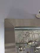 Full Length Brushed Metal Framed Mirror With Attached Mirrored Shelf/Tray