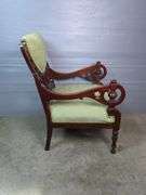 Ornate Armchair with Green Upholstery