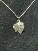 Ladies Sterling Silver Indian Chief Earrings and Necklace