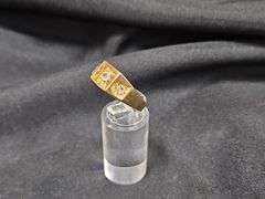 Ladies 14K Gold Electroplated Ring With Clear Glass Stones, Size 9