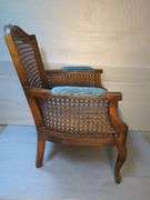 Wicker Back Armchair with Upholstered Seat