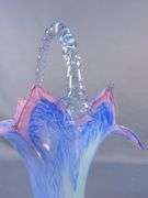 Art Glass Basket Vase and Pedestal Bowl