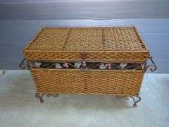 Wicker Trunk Chest with Ornate Metal Accents