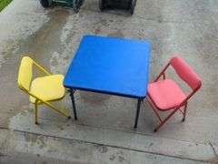 Children's Folding Table and Chair Set, with Multi-Colored Crate