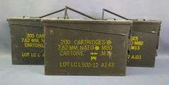 Metal Ammo Cans, Qty 3, 7" X 10" X 4"