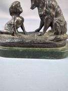 G. Ferrad Metal Sculpture, "Can't You Talk?" Child and Dog