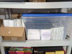 Office and Business Supplies Lot - File Folders, Paper Rolls, Accessories