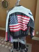 Michael Hoban Where MI Womens Leather Jacket USA Flag Theme, Size S