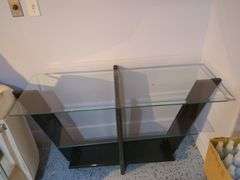 Modern Glass and Wood Display Shelf