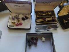 Mens Cufflinks, Tie Clips, Pins and Rings in Storage Box