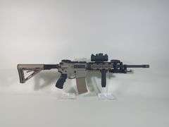 Roggio Arsenal RA-15 5.56 Nato Rifle SN# RA09060801, 2 Total Mags, Adjustable Stock, Flip Up Sights, Leapers Red/ Green Dot Sight, Laser, Flashlight