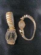 Two Wristwatches: Bulova and Elgin, No Crystals, Unknown Working Order