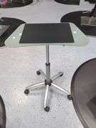 Jewell Adjustable Height Rolling Salon Table with Frosted Glass Top