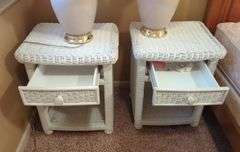 Wicker Nightstands, Qty 2