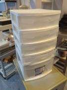 Plastic Drawers And Metal Rolling Cabinet