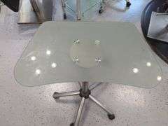 Jewell Adjustable Height Rolling Salon Table with Frosted Glass Top