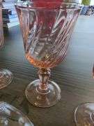 Mikasa Walther Crystal West Germany Glassware Plates, Qty 4 And Blush Wine Stemmed Glasses, Qty 4