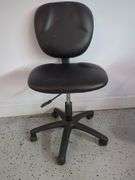 Office Chair and Brushed Steel Swivel Stool