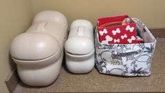 Pet Zone Bone Shaped Storage Containers, Qty 2, Storage Baskets And Assorted Pet Items
