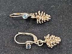 Sterling Silver Pinecone Earrings & Cross Pendant