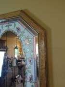 Octagonal Floral Stained Glass Style Mirror