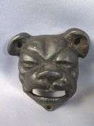 Cast Iron Dog Statue, Horse Figurine, Frog Trivet, and Bulldog Bottle Opener