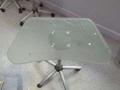 Jewell Adjustable Height Rolling Salon Table with Frosted Glass Top