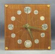Marion-Kay Numismatic Coin Clock - Model 72 Walnut, All Coins Are