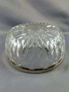Cut Glass Serving Ware With Silver Toned Rims