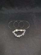 Ladies Silver Tone Bangle Bracelets, and Tennis Bracelet With Magnetic Closure Qty 6