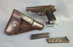 Walther PP 7.65mm Pistol SN# 348401 P, Nazi Mark, 1940s, 3 Total Mags, In Leather Holster
