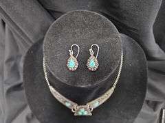 Sterling Silver and Turquoise Necklace and Earring Set