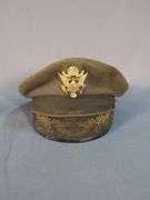 Post WWII US Army Senior Officer's Visor Cap, US Army M-1952 Vietnam Era Dress Cap, And US Army Service Cap