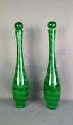 Pair of Green Glass Decanters with Stopper