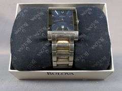 Bulova Silver Toned Stainless Steel Watch, In Box With Spare Links