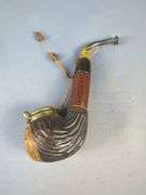 Carved Wood Tobacco Pipe with Lid