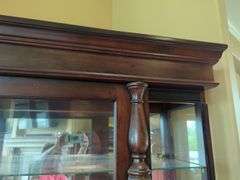 Lighted Display Cabinet with Glass Shelves And Sliding Door Front
