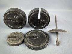 Assorted Scales, Measuring Weights, and Miniature Cast Iron Pots
