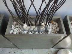 Modern Metal Planter with Decorative Branches And Stone Filler, 7', (Planter, 27.5")