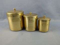 Brass Scale with Canisters and Tray