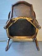 Wicker Back Armchair with Upholstered Seat