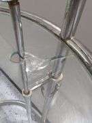 Circular Chrome and Glass Adjustable Height Tables, Qty 2