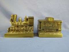 PM Craftsman Brass Train Engine & Caboose Bookends